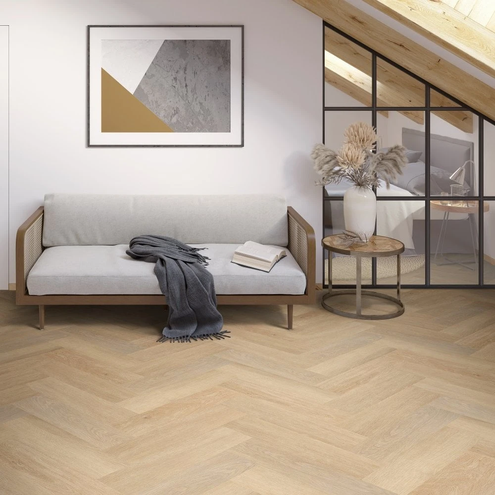 Liberty Floors Buttermilk Oak - Lifestyle SPC Herringbone 5.5mm Rigid Core Vinyl Flooring (305104) 4 Liberty Floors Buttermilk Oak - Lifestyle SPC Herringbone 5.5mm Rigid Core Vinyl Flooring (305104) - Image 2