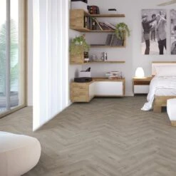 Liberty Floors Grey Oak - Herringbone SPC 5.5mm Rigid Core Vinyl Flooring (219442) -Liberty Floors grey oak herringbone spc 5 5mm rigid core vinyl flooring 219442 p85858 208717 image