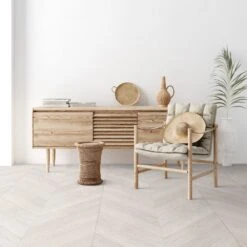 Liberty Floors Ivory White Oak - Chevron 15mm Engineered Real Wood Flooring (249203)