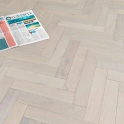Liberty Floors Ivory White Oak - Herringbone Parquet 14mm Engineered Real Wood Flooring (219387) -Liberty Floors ivory white oak herringbone parquet 14mm engineered real wood flooring 219387 p85835 201396 image