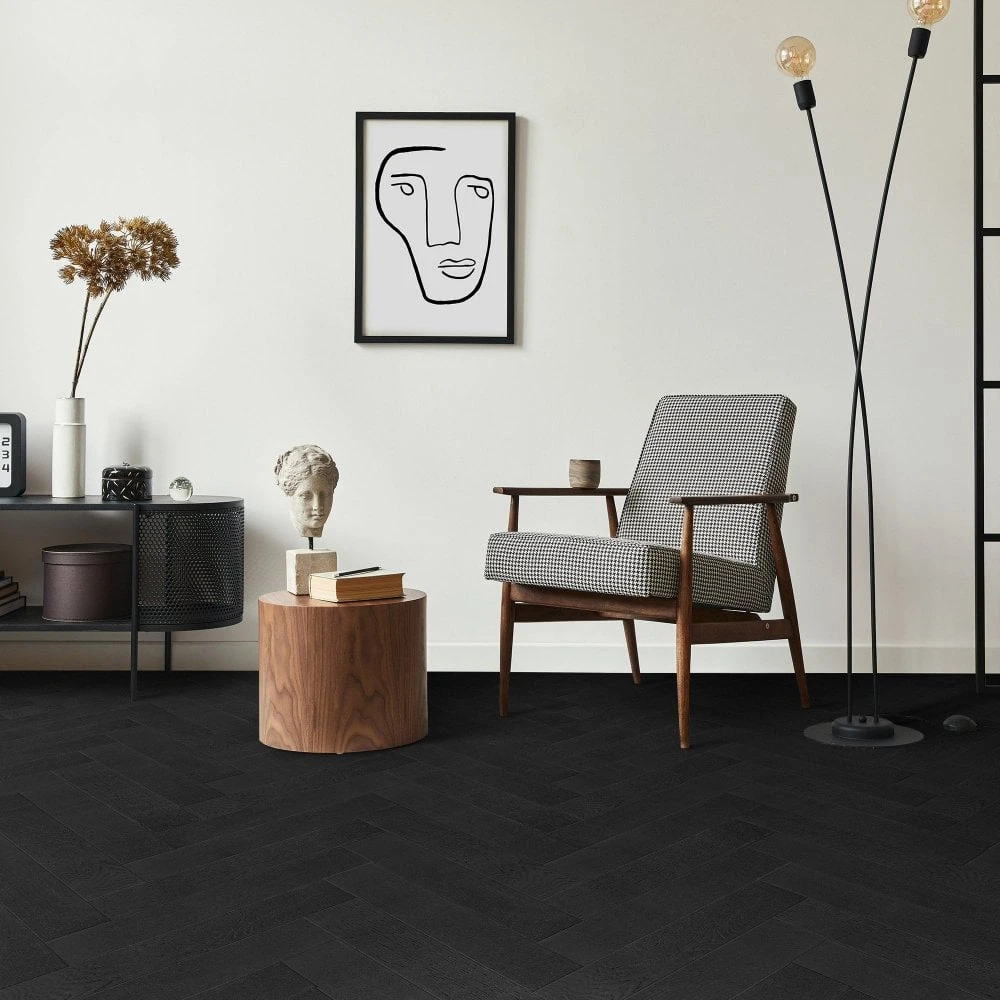 Liberty Floors Midnight Black Oak - Herringbone Parquet 14mm Engineered Real Wood Flooring (223765) 7 Liberty Floors Midnight Black Oak - Herringbone Parquet 14mm Engineered Real Wood Flooring (223765) - Image 5