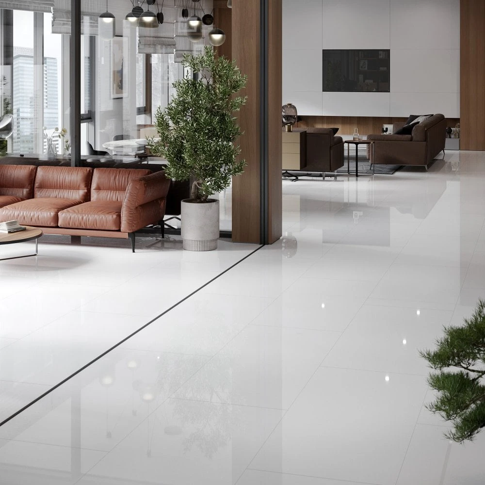 Liberty Floors White - Lustre Stone 8mm High Gloss Laminate Flooring (223770) 6 Liberty Floors White - Lustre Stone 8mm High Gloss Laminate Flooring (223770) - Image 4